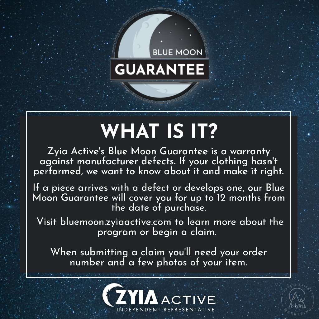 Zyia Blue Moon Guarantee, page 1.