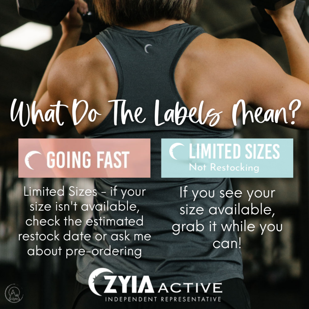 Guide to Zyia Activewear product labels.