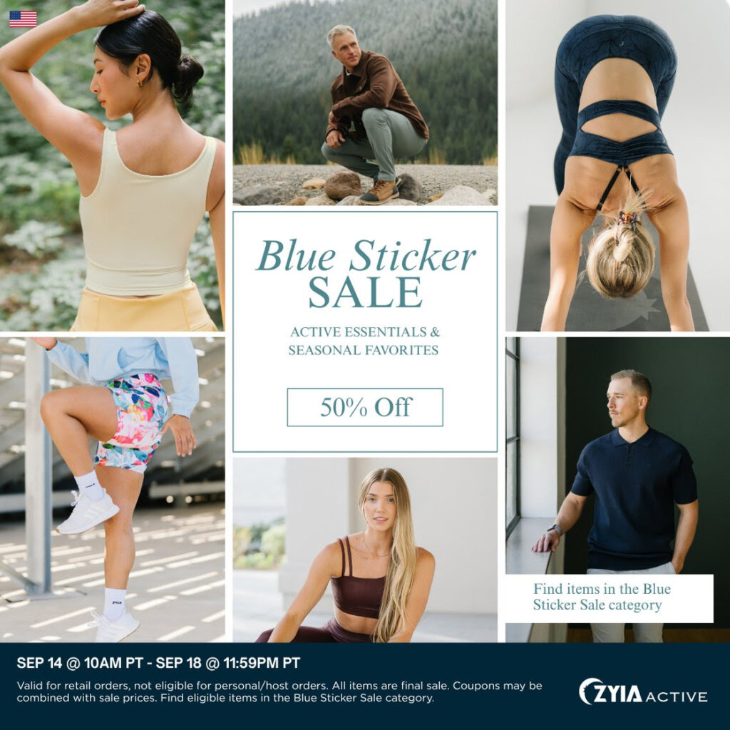 Zyia Activewear Blue Sticker Sale September 2026 special