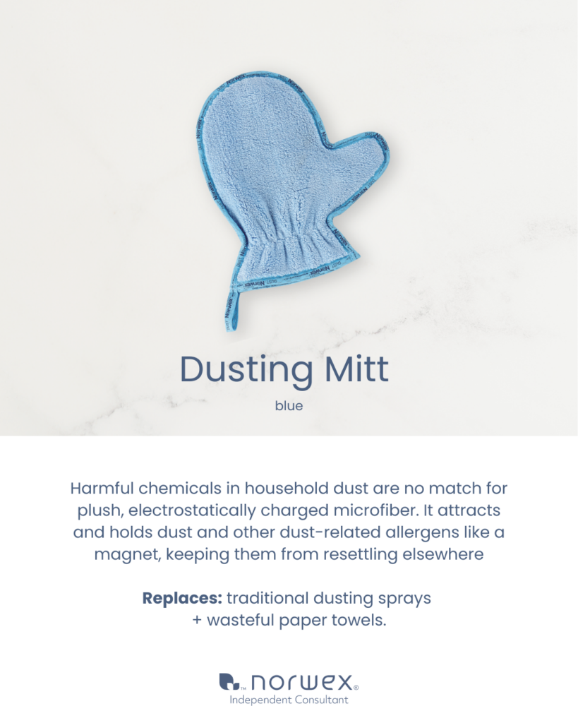 Norwex Dusting Mitt information graphic