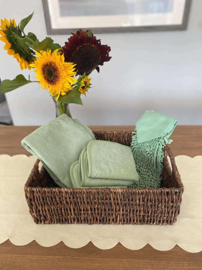 Lifestyle example of limited-edition Norwex bathroom products
