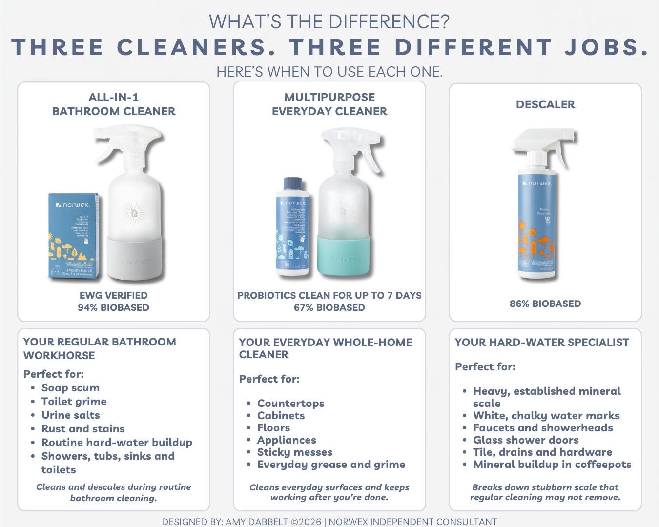 Norwex product differences and Descaler information