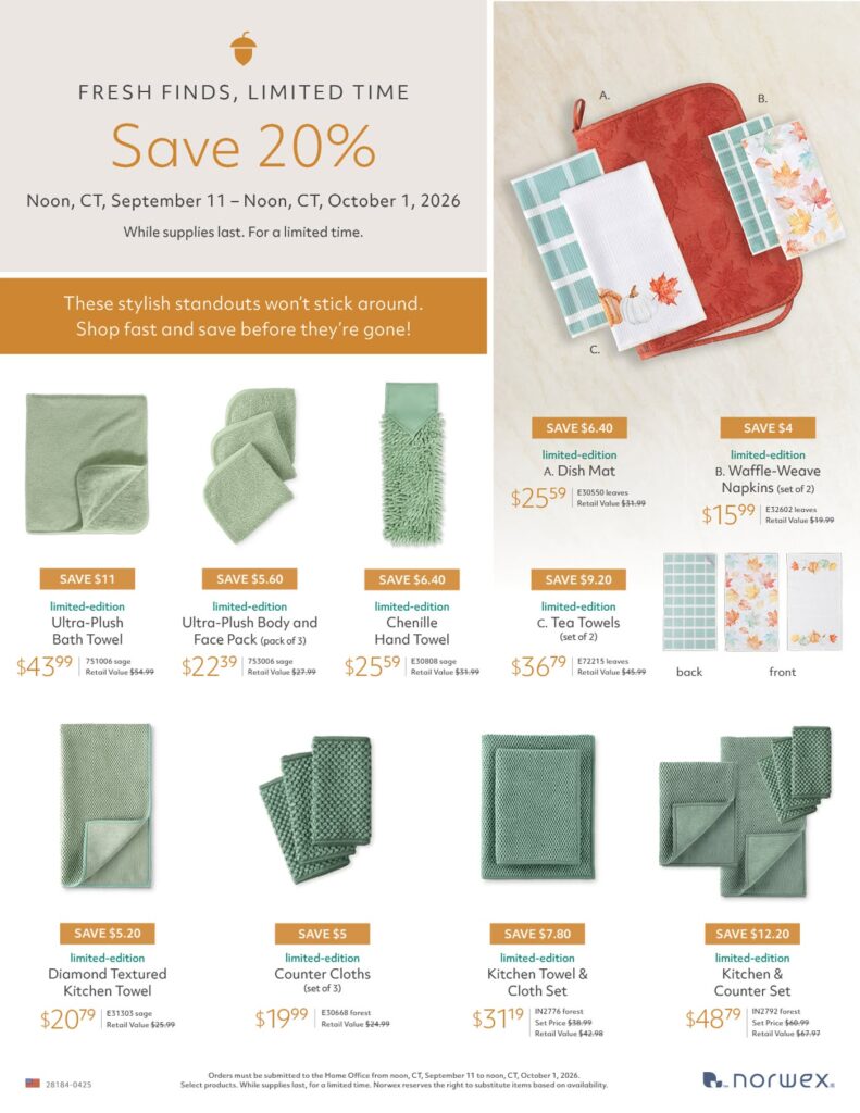 Norwex September 2026 Fresh Finds collection for fall, entertaining, gifting, and home refreshes
