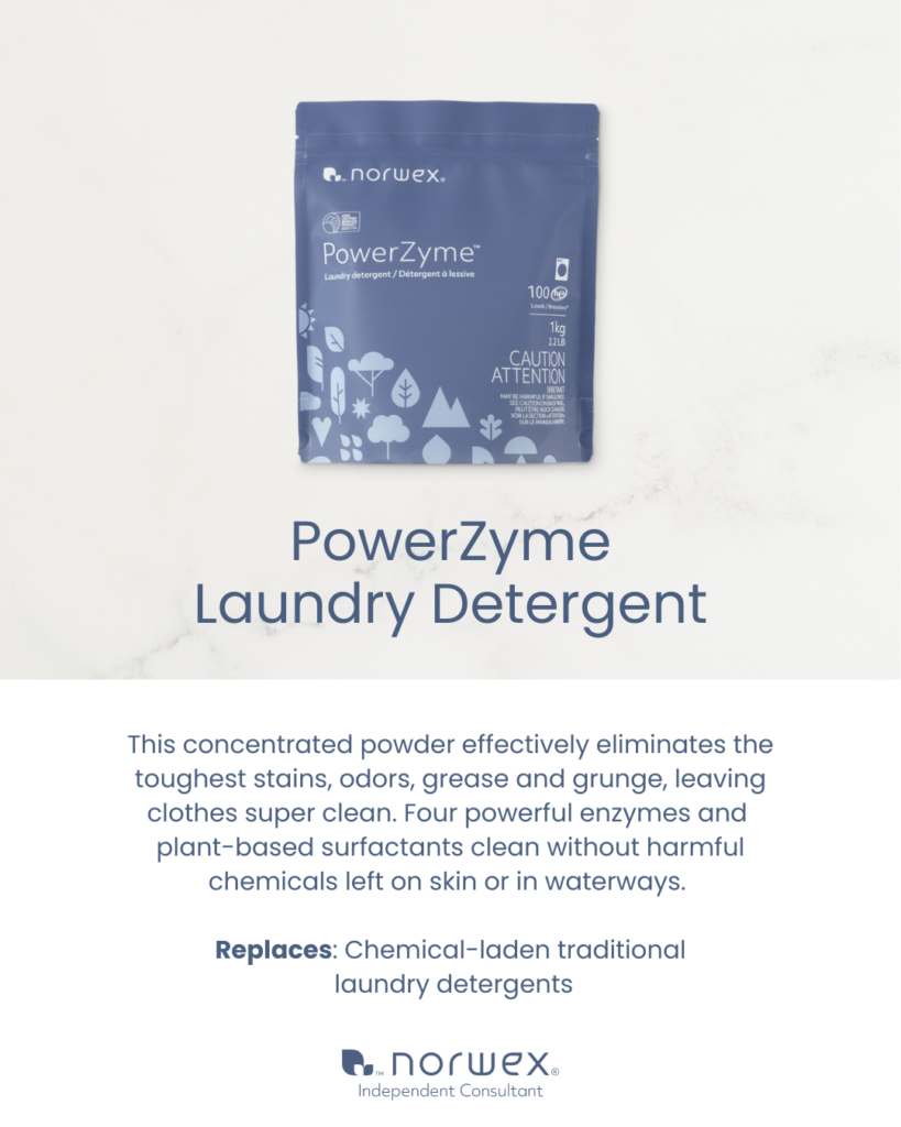 Norwex PowerZyme Laundry Detergent information graphic